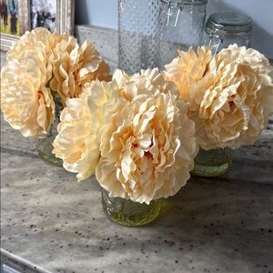 Set of 3  Cream/coral faux Floral Arrangements